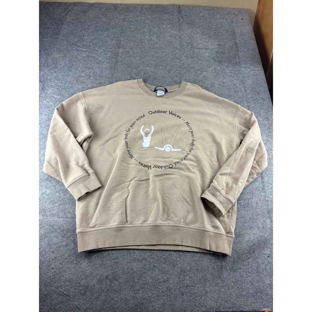 Outdoor Voices Move Your Body For Your Mind Tan Cotton Sweatshirt XL